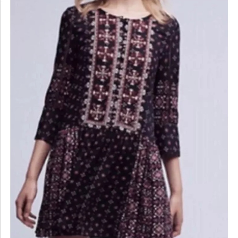 Anthropologie Kaleidoscope Embroidered Dress